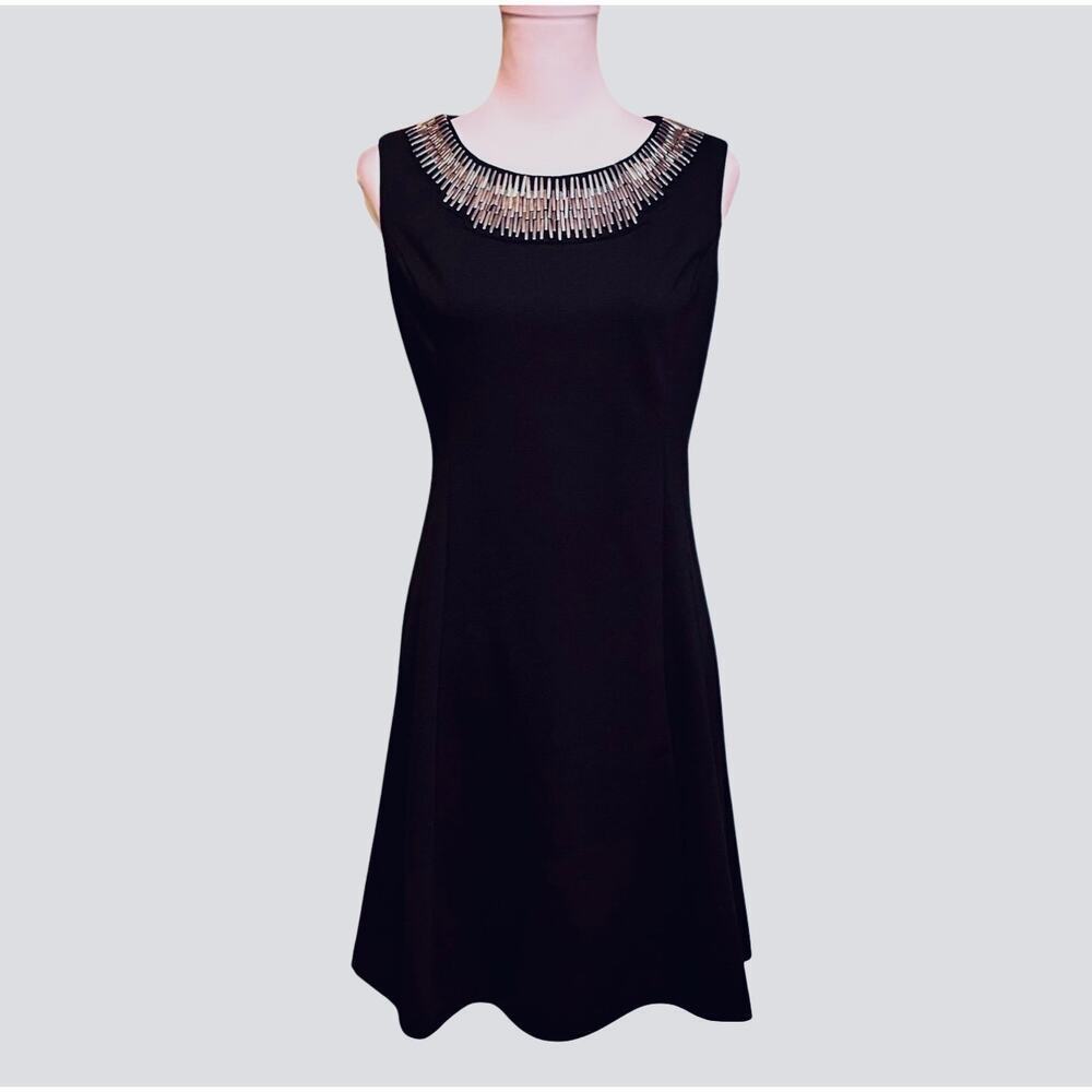 Alfani Black Embellished Sheath Dress Size 8 Cocktail Formal Evening Classic